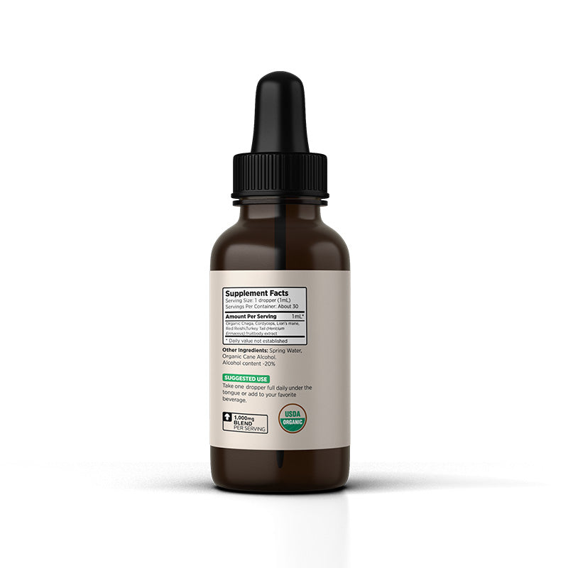 Organic 5 Mushroom Blend Tincture - Synergy Full-Spectrum Benefits